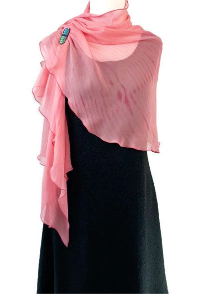 Elegant Pink Silk Chiffon Wrap