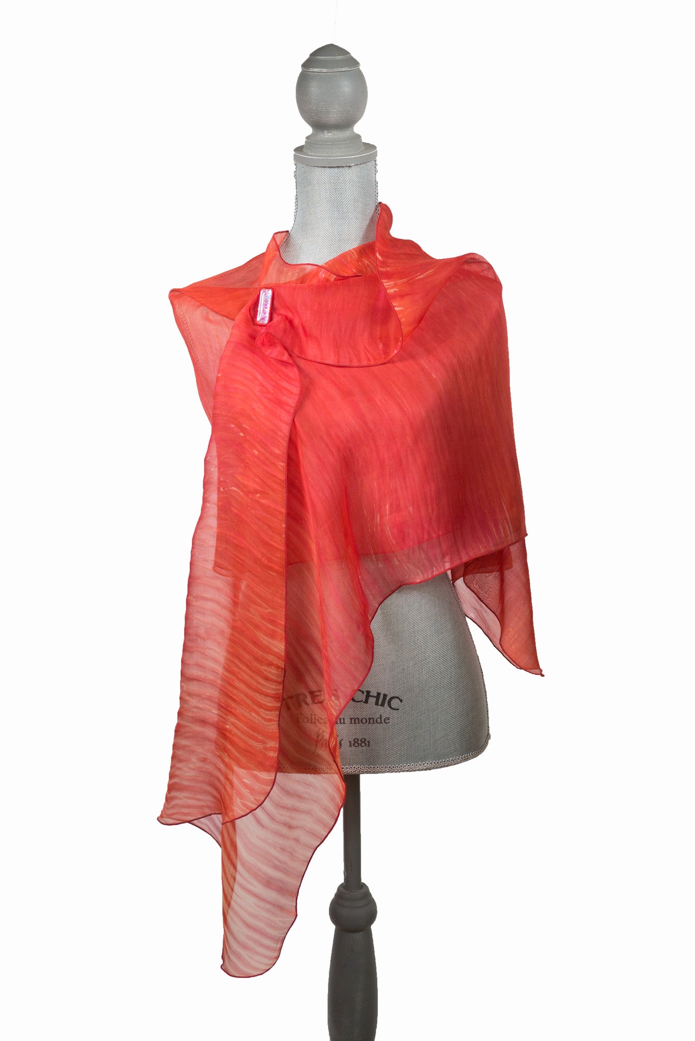 Dynamic Red Silk Wrap | Shawl