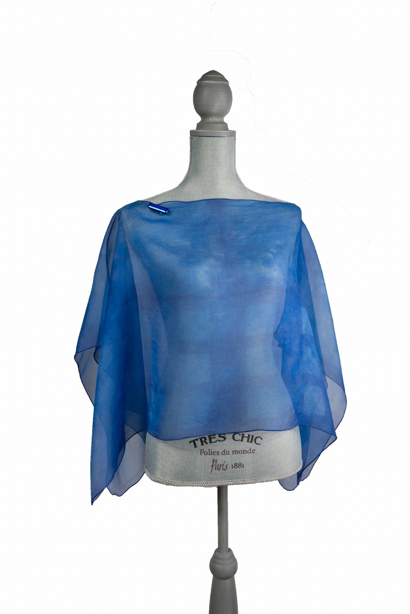 Stylish Blue Silk Poncho
