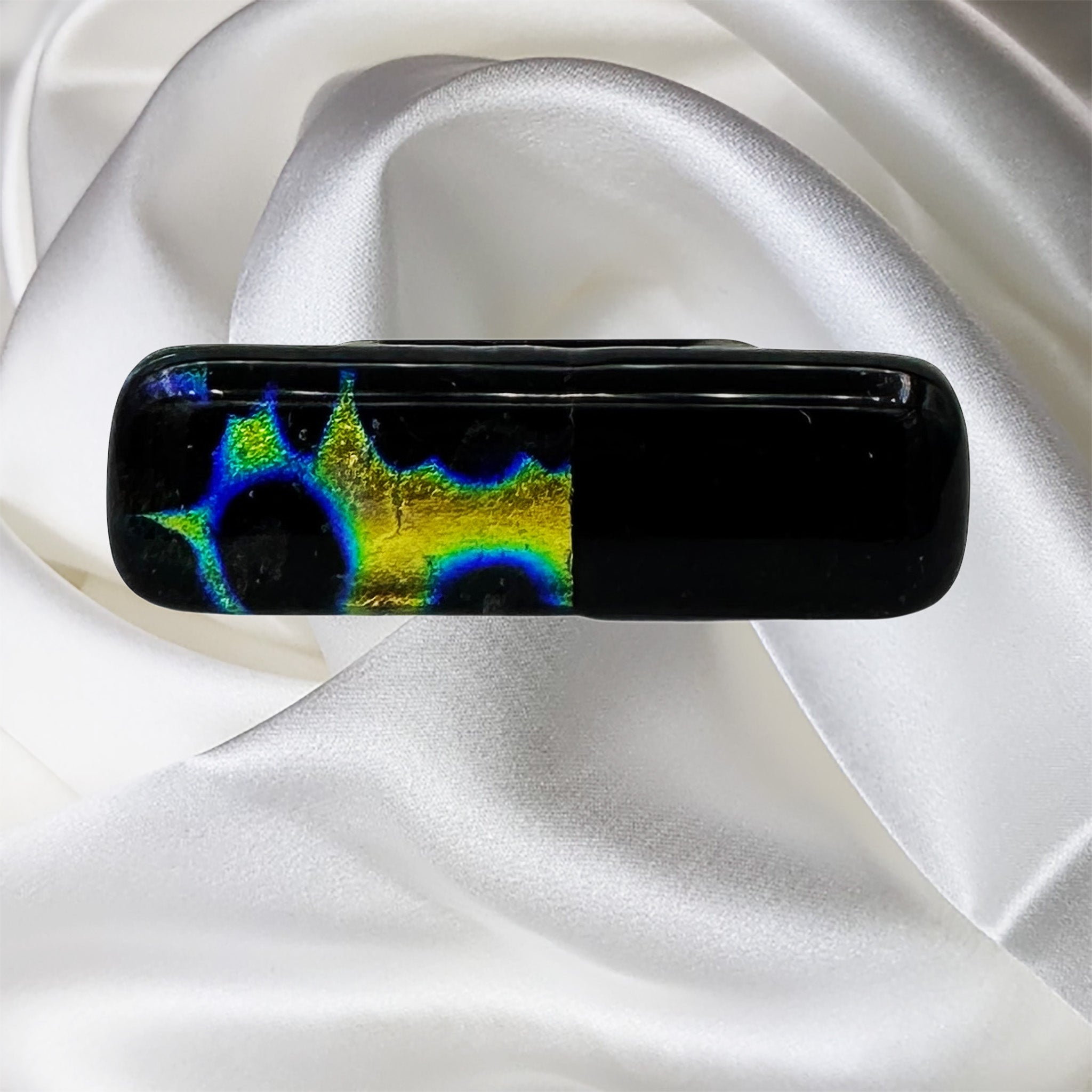 Black, Gold and Blue Mica Scarf Magnet | Lapel Pin