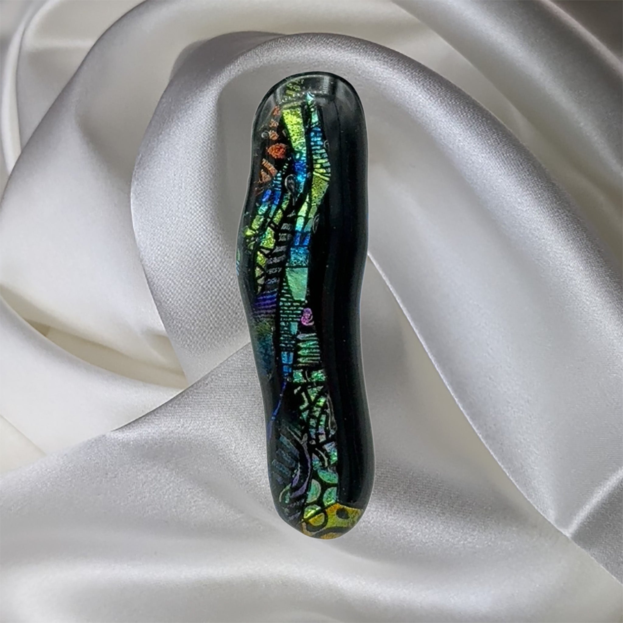 Multicolor Rounded Rectangle Fused Glass Scarf Magnet | Lapel Pin | Brooch
