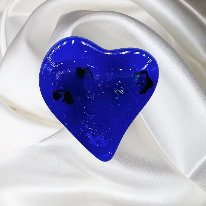 Blue Heart Fused Glass Scarf Magnet | Lapel Pin | Brooch