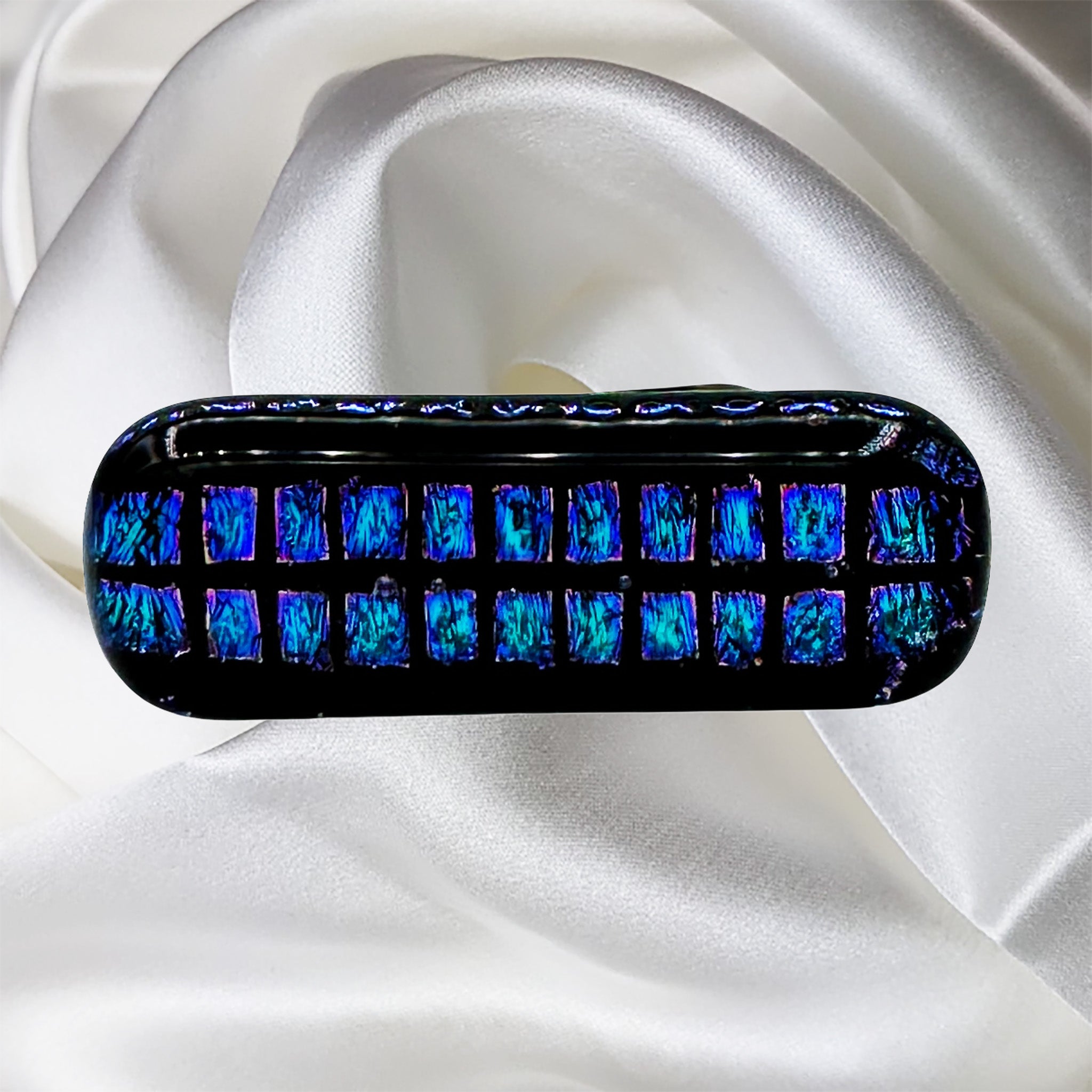 Green, Blue and Black Dichroic Scarf Magnet | Lapel Pin