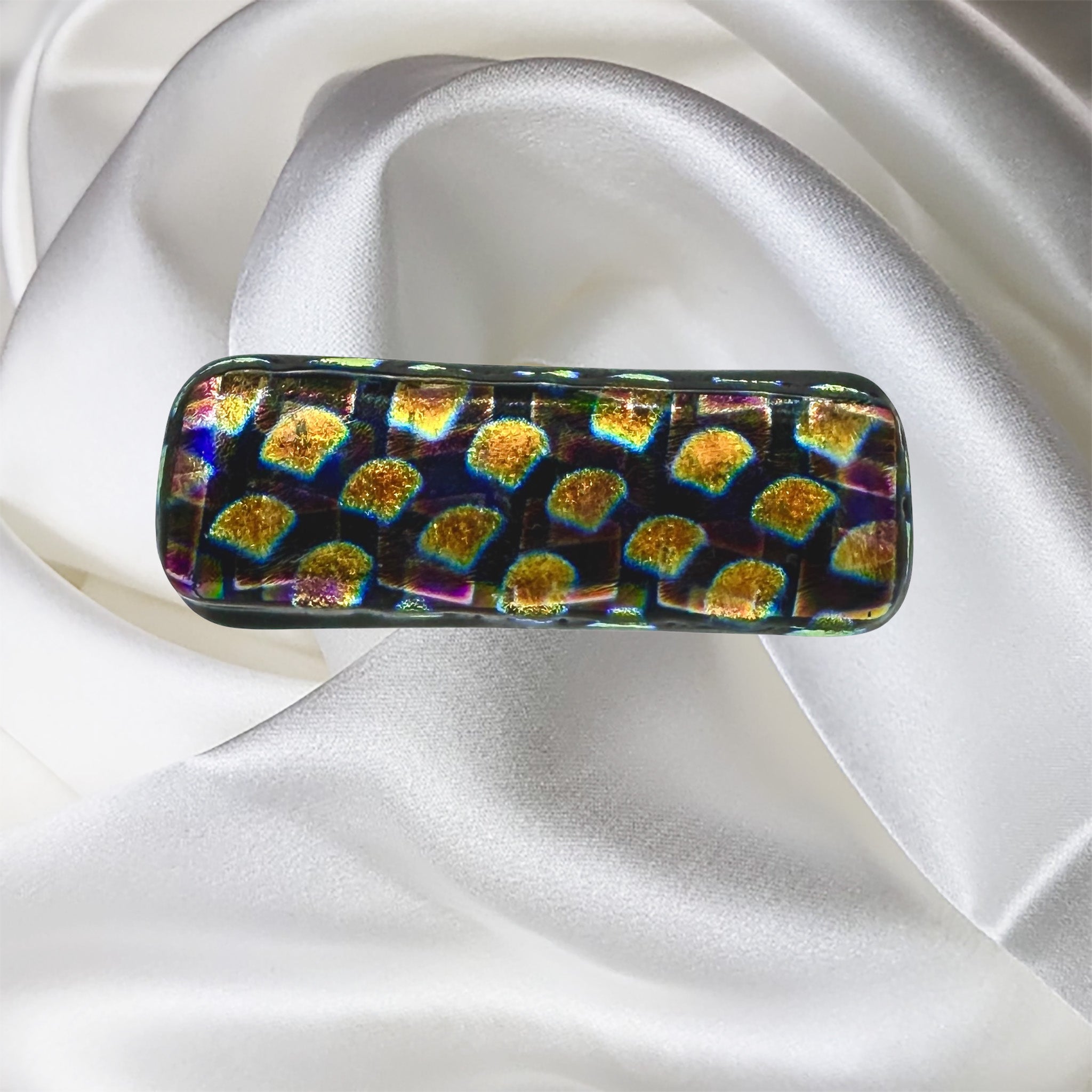 Gold-Purple-Pink Fused Glass Scarf Magnet | Lapel Pin | Brooch