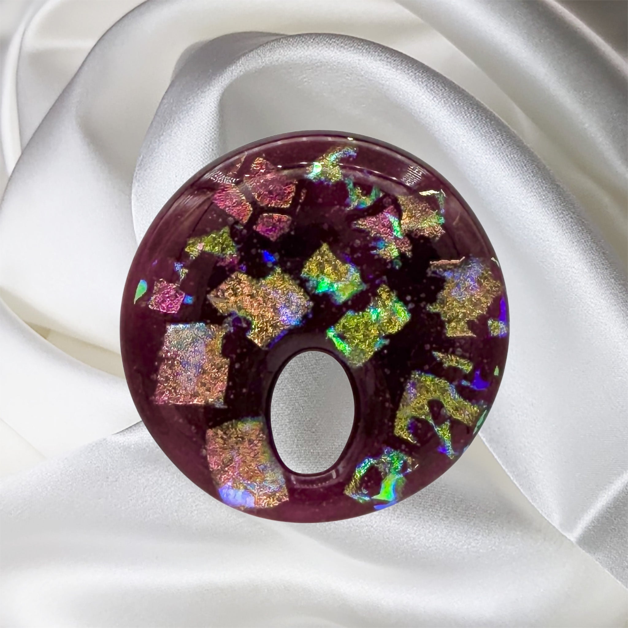 Magnetic Burgundy-Pattern Dichroic Glass Round Eyeglass Holder
