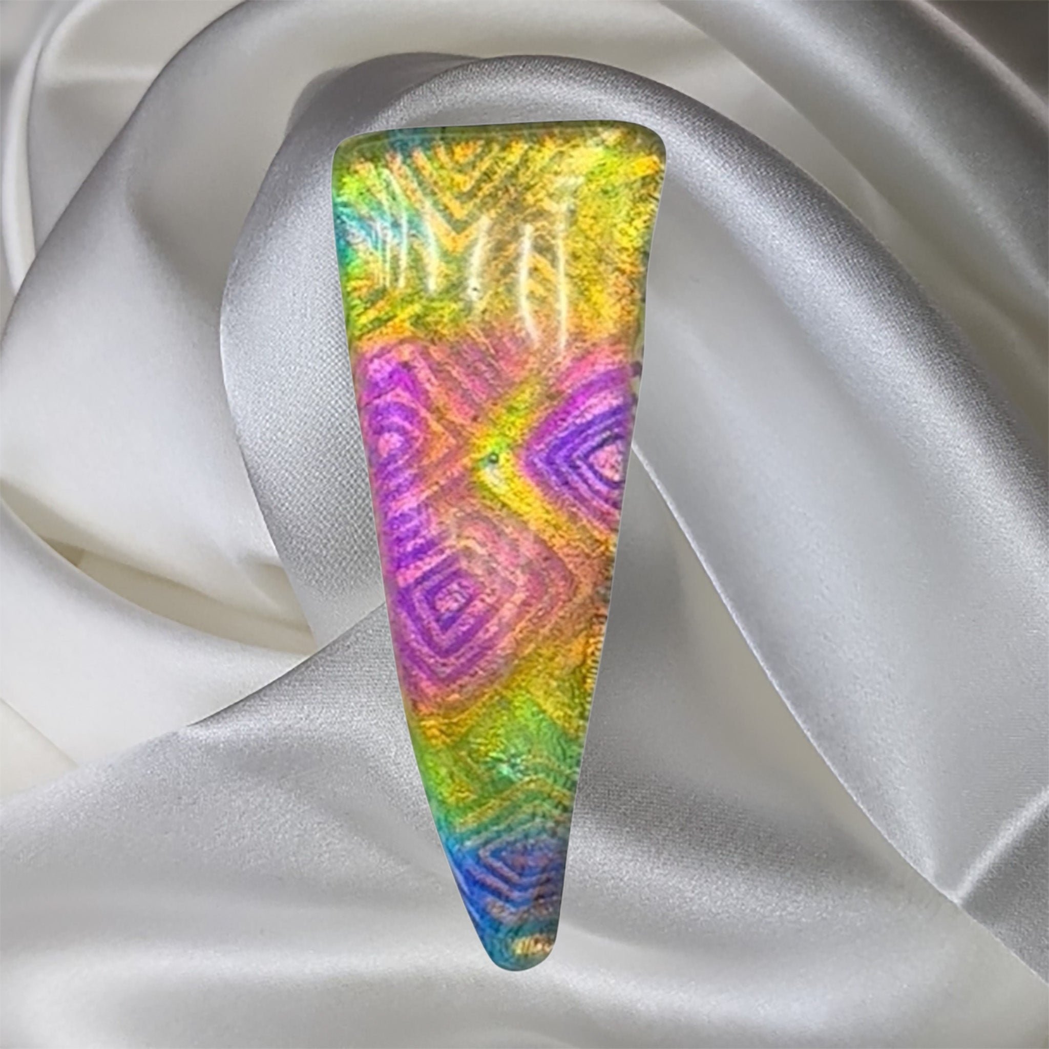 Pink-Yellow-Green-Blue Triangle Fused Glass Scarf Magnet | Lapel Pin | Brooch