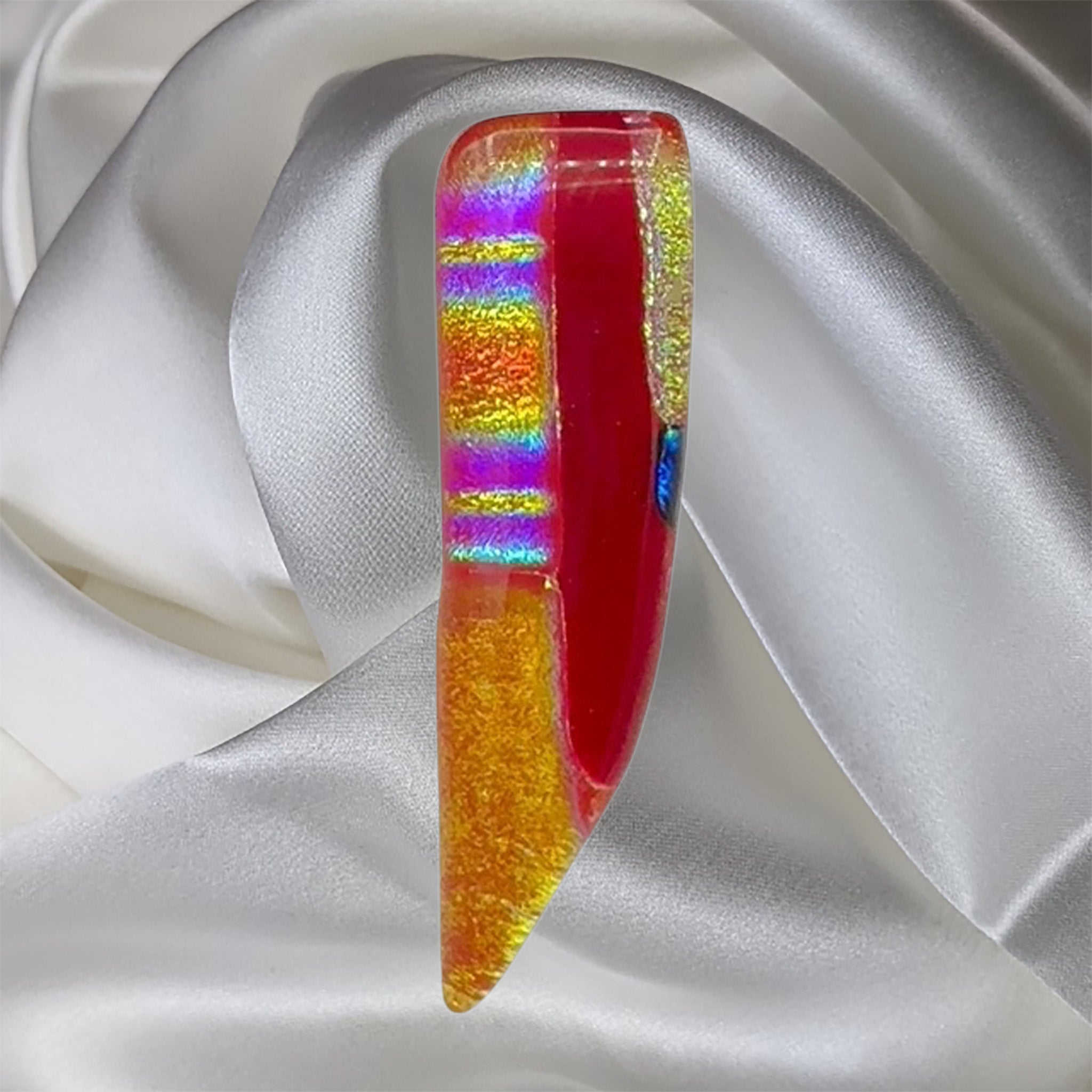 Red-Gold-Pink-Blue Triangle Fused Glass Scarf Magnet | Lapel Pin | Brooch (Copy) (Copy)