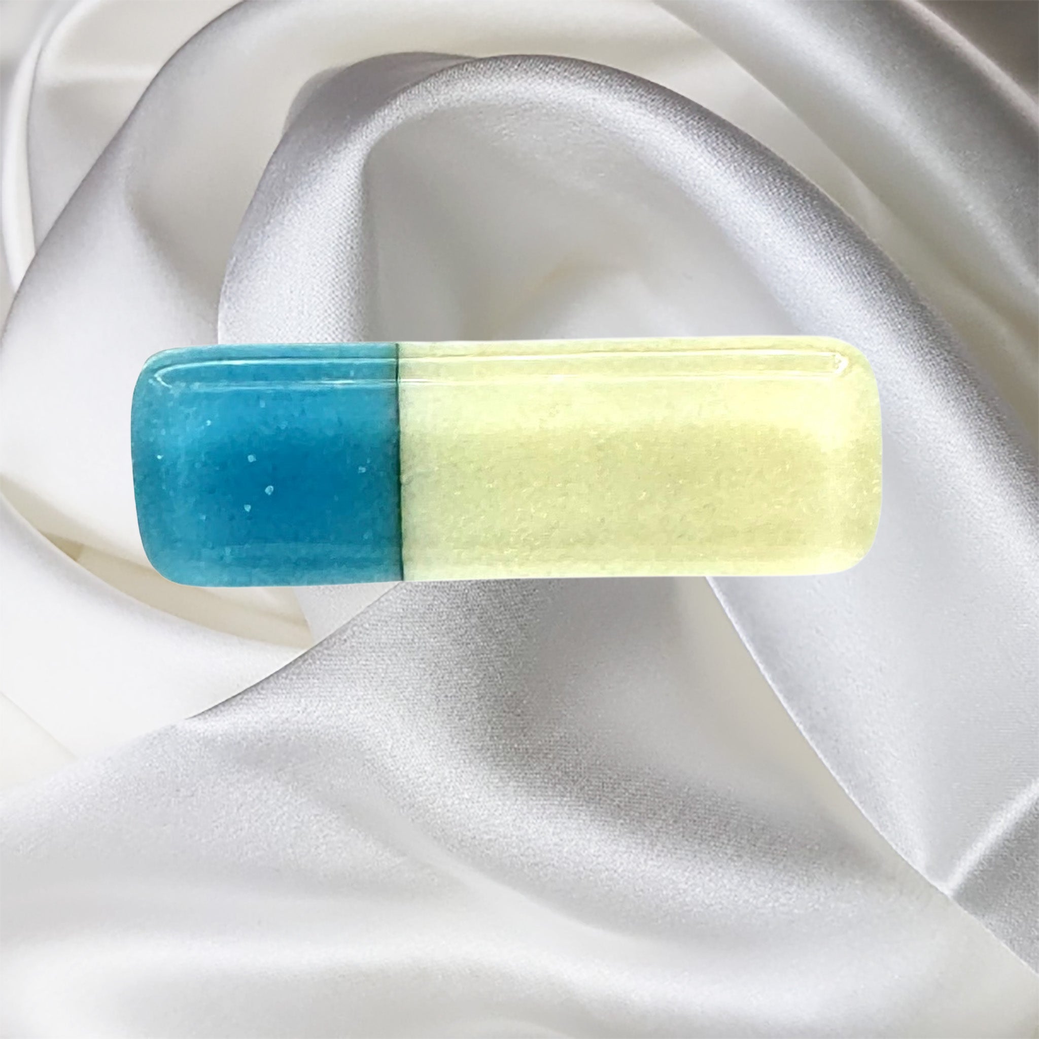 White and Blue Fused Glass Scarf Magnet | Lapel Pin | Brooch