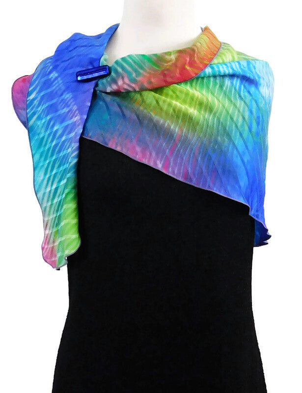 Elegant Multicolor Jacquard Silk Scarf