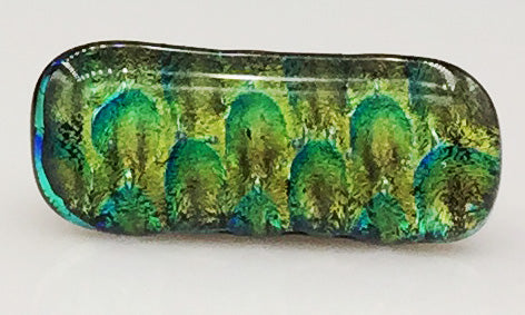 Green and Blue Peacock Dichroic Scarf Magnet | Lapel Pin