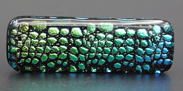 Green, Turquoise and Black Dichroic Fused Glass Scarf Magnet | Lapel Pin | Brooch