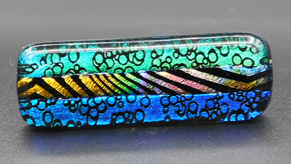 Multicolor Green, Turquoise, Blue, Fused Glass Scarf Magnet | Lapel Pin | Brooch