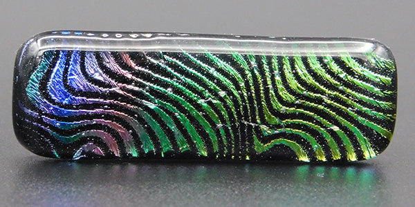 Multicolor Green, Gold, Pink Dichroic Fused Glass Scarf Magnet | Lapel Pin | Brooch