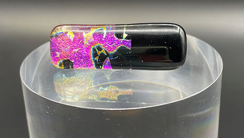 Pink, Black, Gold Fused Glass Scarf Magnet | Lapel Pin | Brooch