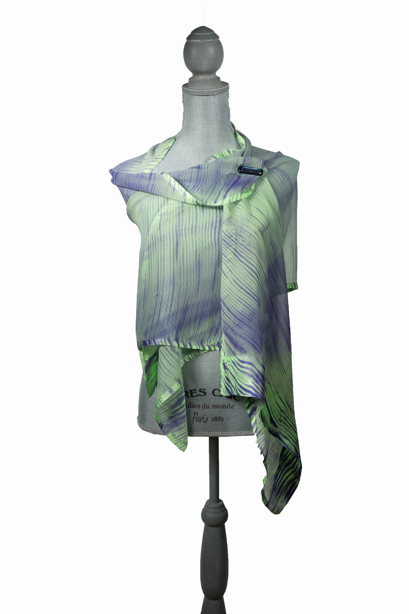 Enchanting Green/Purple Silk Wrap | Shawl