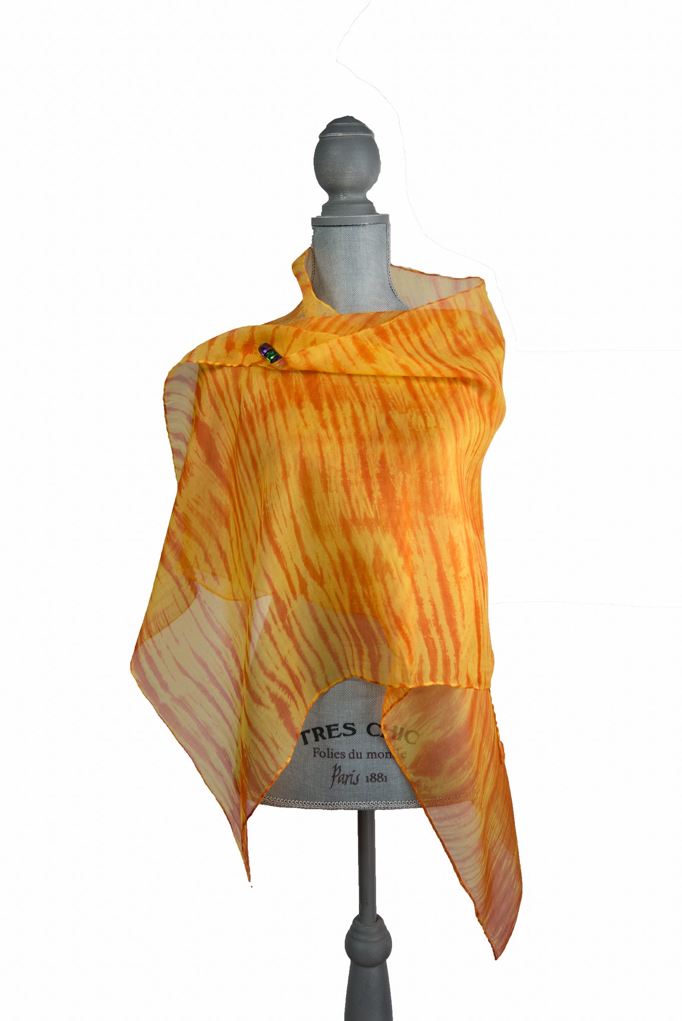 Transcendent Yellow and Orange Silk Wrap | Shawl