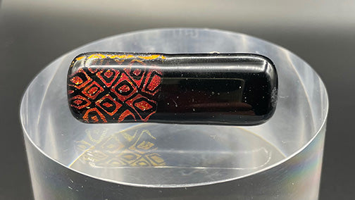 Red, Black Fused Glass Scarf Magnet | Lapel Pin | Brooch
