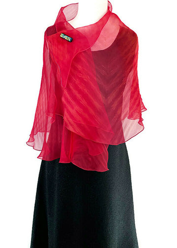 Exquisite Red Silk Organza Jacket Wrap