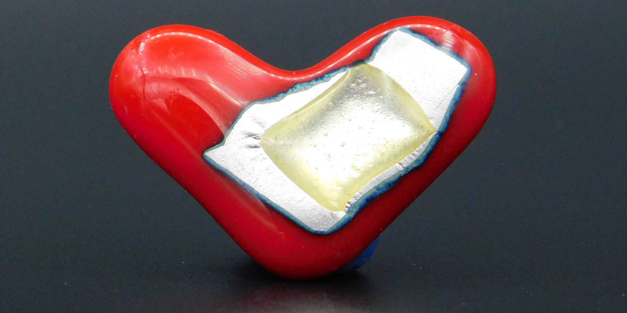 Red, Silver And Gold Dichroic Fused Glass Scarf Magnet | Lapel Pin | Brooch