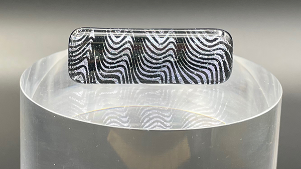 Silver and Black Swirl Patterned Fused Glass Scarf Magnet | Lapel Pin | Brooch